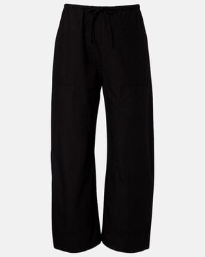Leset Kyoto Cropped Cotton Wide-Leg Trousers - Black