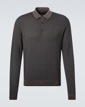 Loro Piana Jacaranda Wool And Silk Polo Shirt - Grey