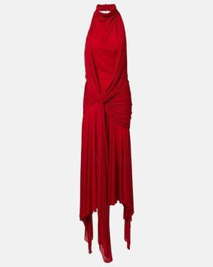 McQueen Draped Halterneck Maxi Dress - Red