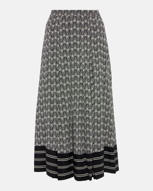 Veronica Beard Norris Logo Silk-Blend Midi Skirt - Grey