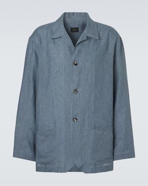 Brioni Hemd Aus Leinen - Blau