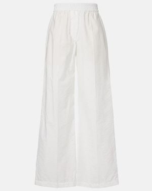 Brunello Cucinelli Cotton-Blend Wide-Leg Pants - White