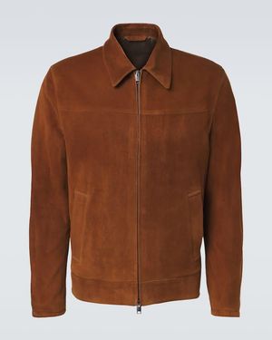 Brioni Blouson Aus Veloursleder - Braun