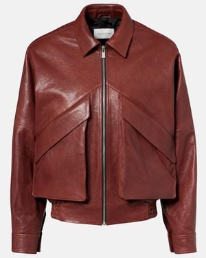Magda Butrym Leather Bomber Jacket - Red