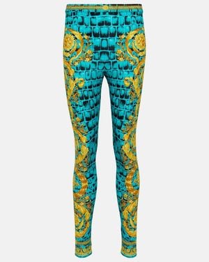 Versace Regalia Baroque Jersey Leggings - Blue