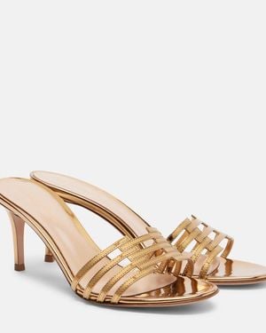 Gianvito Rossi Metallic Leather Mules - Natural