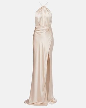 The Sei Halterneck Silk Satin Gown - Natural