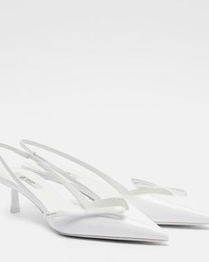 Prada Patent Leather Slingback Court Shoes - White