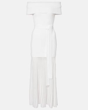 Rebecca Vallance Mariana Knitted Off-Shoulder Midi Dress - White