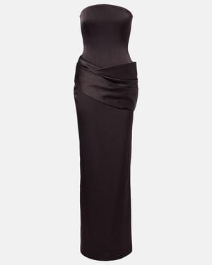 Alex Perry Draped Satin Crepe Bustier Gown - Purple
