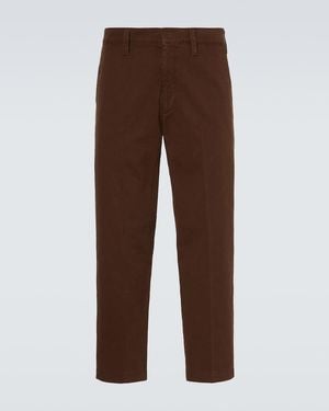 Prada Cropped Cotton Gabardine Slim Trousers - Brown
