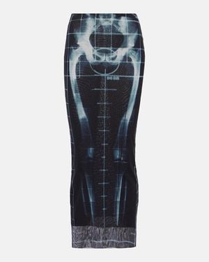 Jean Paul Gaultier Squeletor Semi-Sheer Mesh Maxi Skirt - Blue