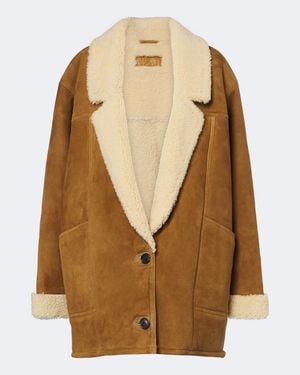 Nili Lotan Noelle Shearling-Lined Suede Coat - Brown