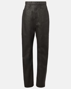 Lemaire High-Rise Cotton Wide-Leg Pants - Black