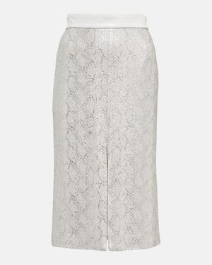 JACQUES WEI Falda Midi Con Lentejuelas - Blanco