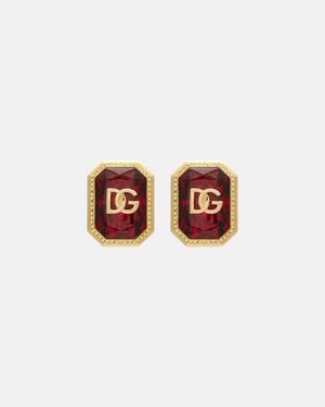 Dolce & Gabbana Pendientes De Clip Adornados Con Dg - Blanco