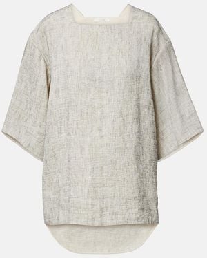 The Row Hamza Linen And Silk Top - Grey
