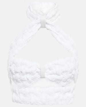 The Mannei Jerez Halterneck Cotton-Blend Top - White