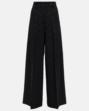 Dolce & Gabbana High-Rise Wool-Blend Wide Pants - Black