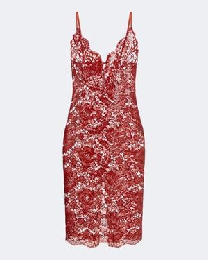 Saint Laurent Slipdress Aus Spitze - Rot