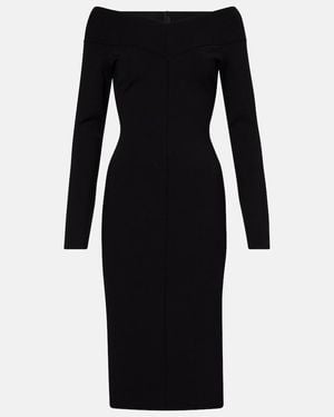 Stella McCartney Viscose Blend Midi Dress With Exposed Shoulders - Black
