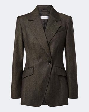 Max Mara Double-Breasted Virgin Wool Blazer - Black