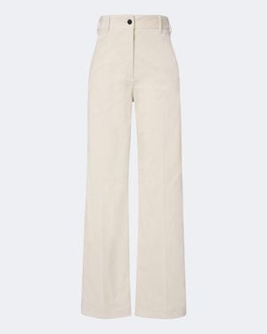 Moncler Pantalones Anchos De Pana De Algodon - Blanco