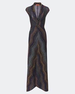 Missoni Knitted Lame Maxi Dress - Blue