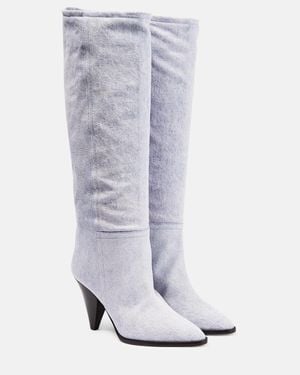 Isabel Marant Ririo Denim Knee-High Boots - White