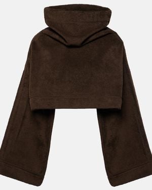 Alaïa Cropped Cotton Terry Hoodie - Brown