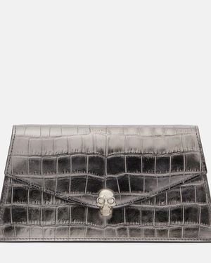McQueen Clutch Skull Mini - Grigio