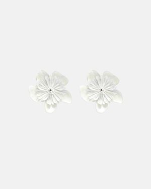 Chloé Pendientes De Clip Florales - Blanco