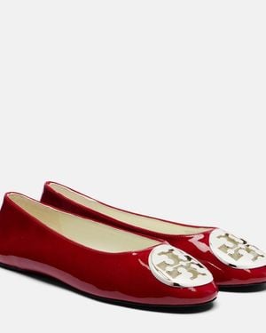 Tory Burch Reva Embellished Patent Leather Ballet Flats - Red
