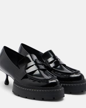 Noir Kei Ninomiya X Jimmy Choo Leather Loafer Court Shoes - Black