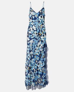 Poupette Floral Lace-Trimmed Slip Dress - Blue