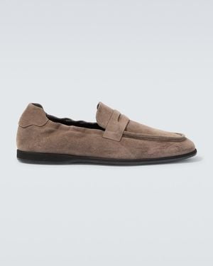 Brioni Suede Penny Loafers - Brown