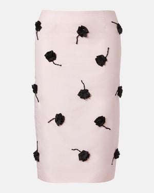 ShuShu/Tong Floral-Applique Pencil Skirt - Pink
