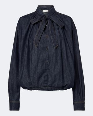 Dries Van Noten Tie-Neck Denim Blouse - Blue