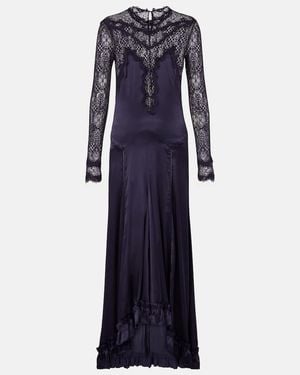 Isabel Marant Robe Dolores Aus Satin Mit Spitze - Blau