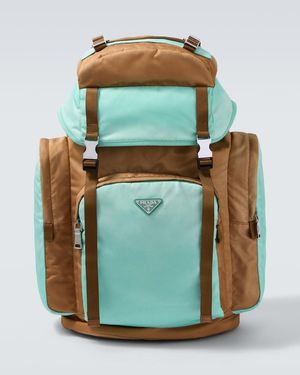 Prada Large Re-Nylon And Saffiano Leather Backpack - Green