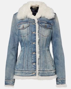 Dolce & Gabbana Shearling-Trimmed Denim Jacket - Blue