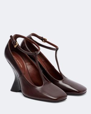 Dries Van Noten T-Strap-Wedges Aus Leder - Braun