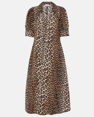 Ganni Organic Cotton Midi Dress - Brown
