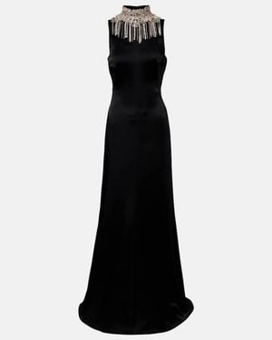 McQueen Embellished Open-Back Gown - Black