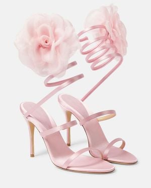 Magda Butrym Floral-Applique Satin Sandals - Pink