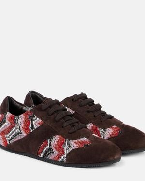 Missoni Lame-Trimmed Suede Trainers - Brown