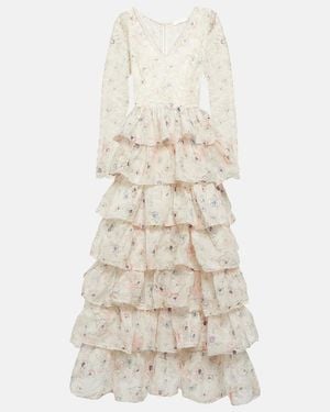 Zimmermann Halliday Floral-Print Gown - Natural