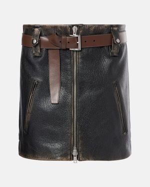 Prada Leather Mini Skirt - Black