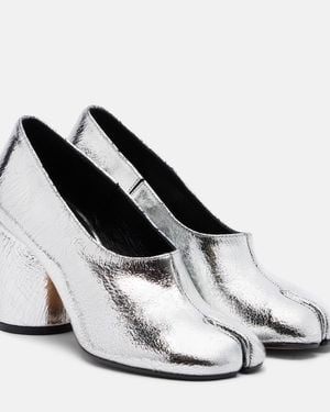 Maison Margiela Tabi 80 Metallic Leather Court Shoes - White