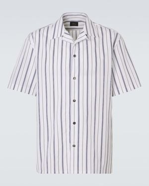 Brioni Striped Cotton Poplin Bowling Shirt - White